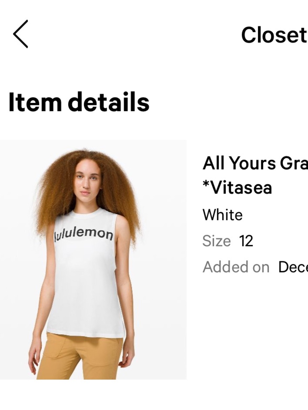 Lululemon All Yours Tank Top Graphic Size 12 White Black